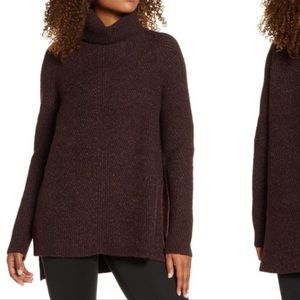 Sweaty Betty London Shakti Wool Blend Eggplant Turtle Neck Sweater